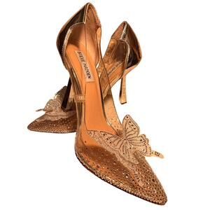 Steve Madden Rhinestone Butterfly Heels Silver Clear PVC Cinderella Pumps 9M